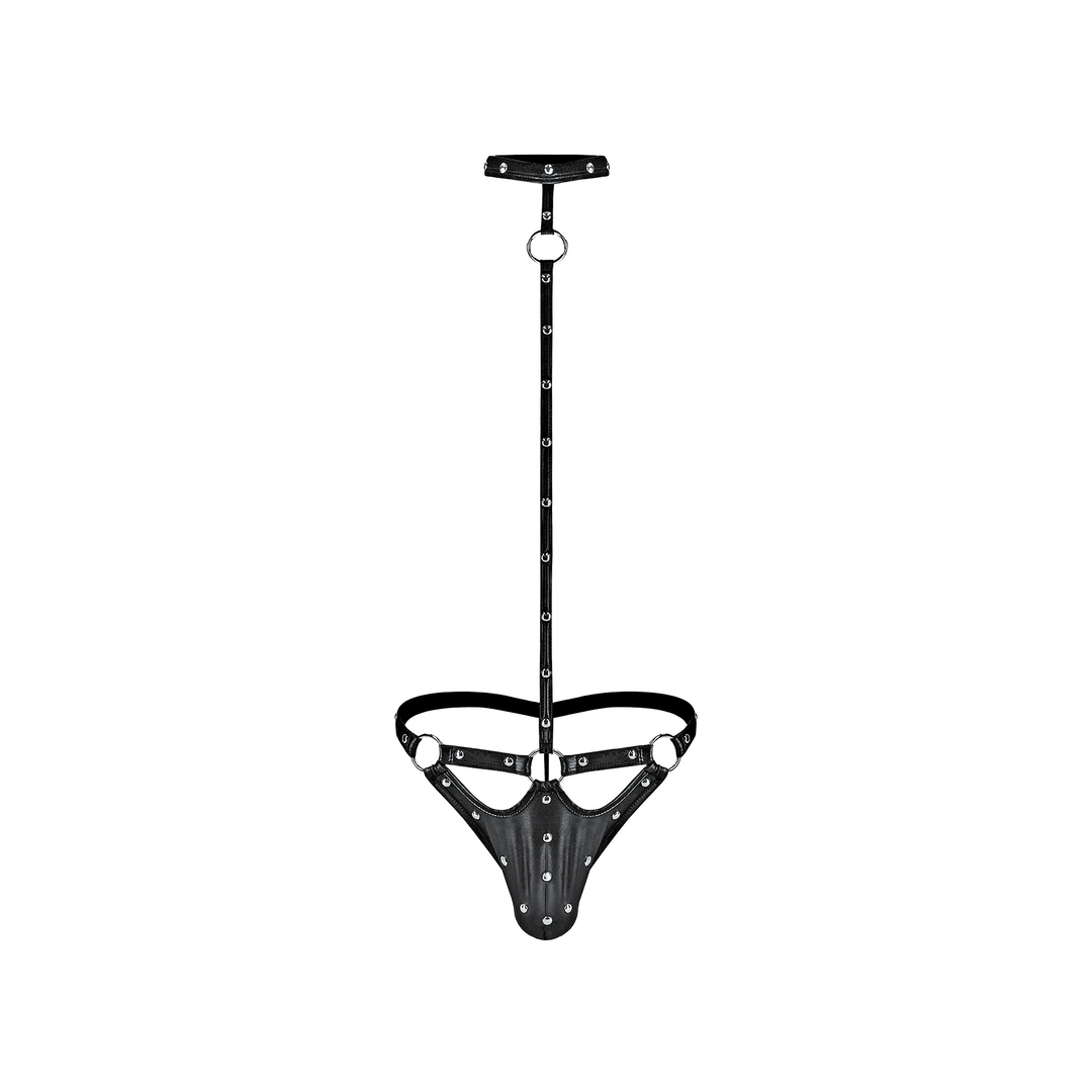 Tormentor - Eendelige Choker G-String met Contour Peek-a-Boo Zakje - L/XL