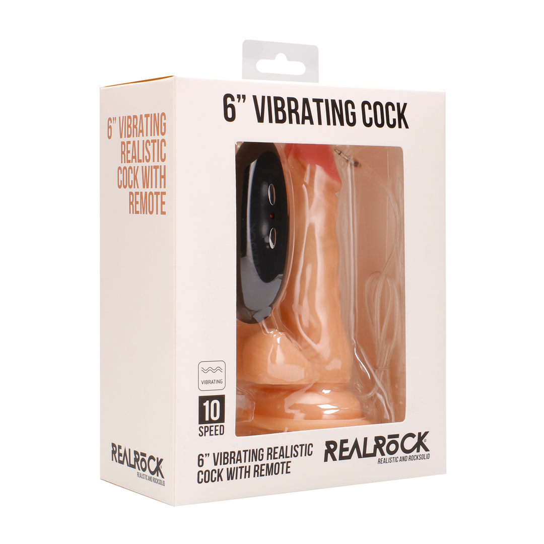 Vibrating Realistic Cock - 6" - With Scrotum - Skin