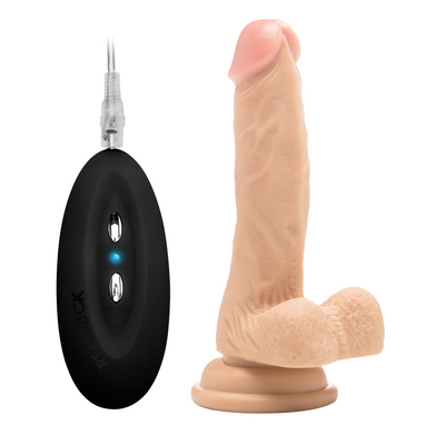 Vibrating Realistic Cock - 7" - With Scrotum - Skin