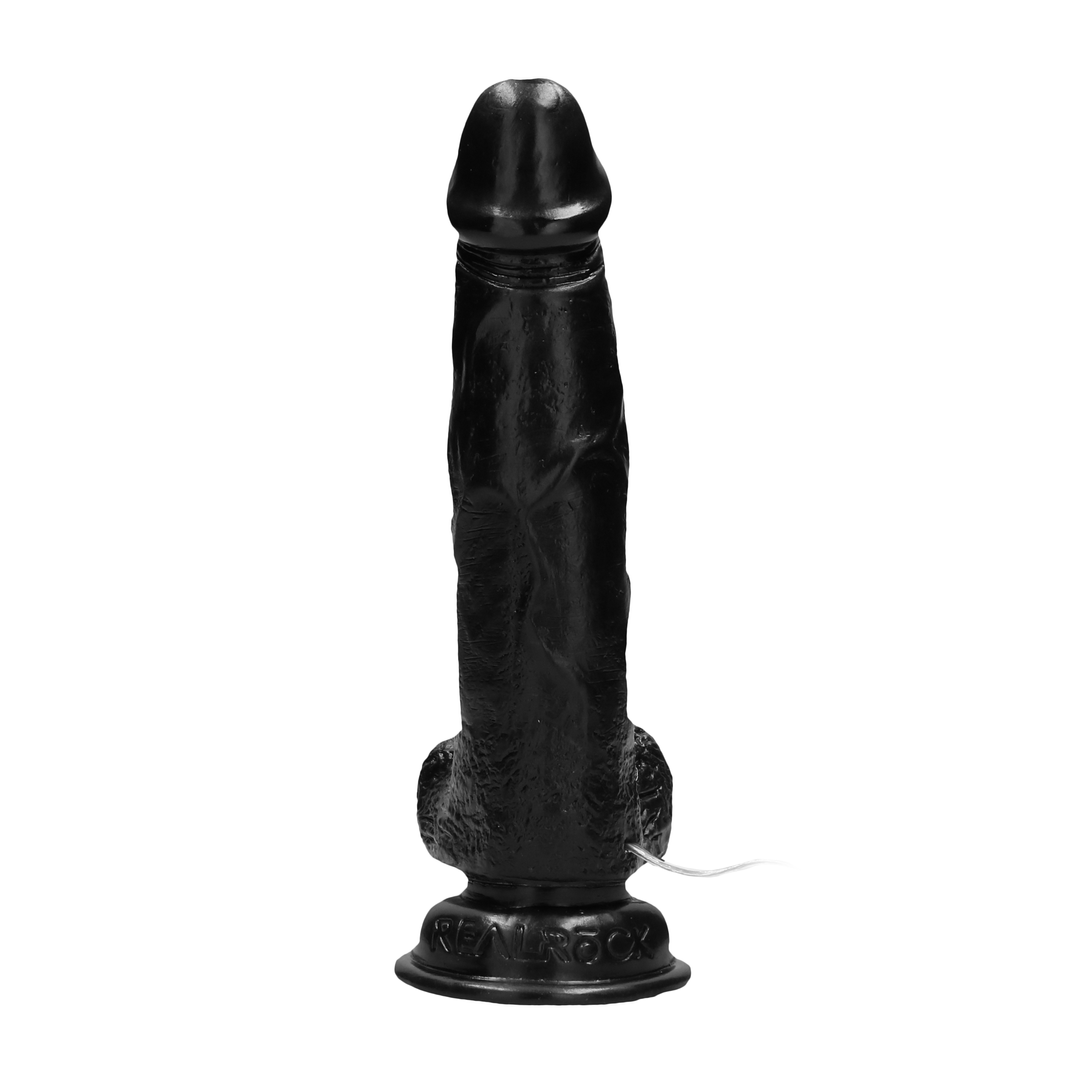 Vibrating Realistic Cock - 8" - With Scrotum - Black