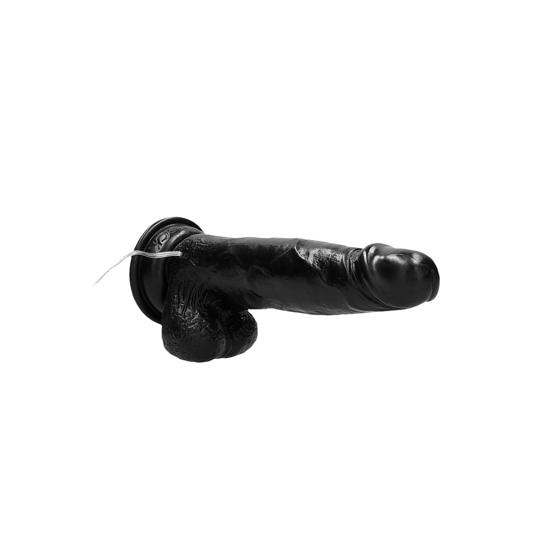 Vibrating Realistic Cock - 8" - With Scrotum - Black