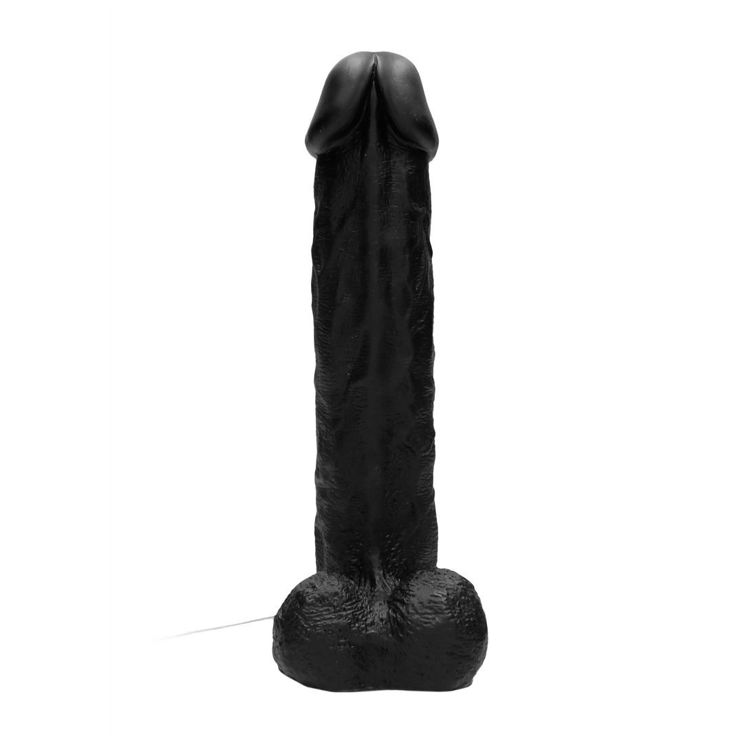 Vibrating Realistic Cock - 11" - With Scrotum - Black