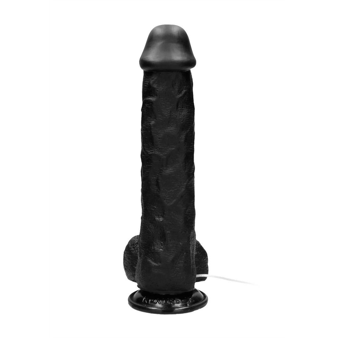 Vibrating Realistic Cock - 11" - With Scrotum - Black