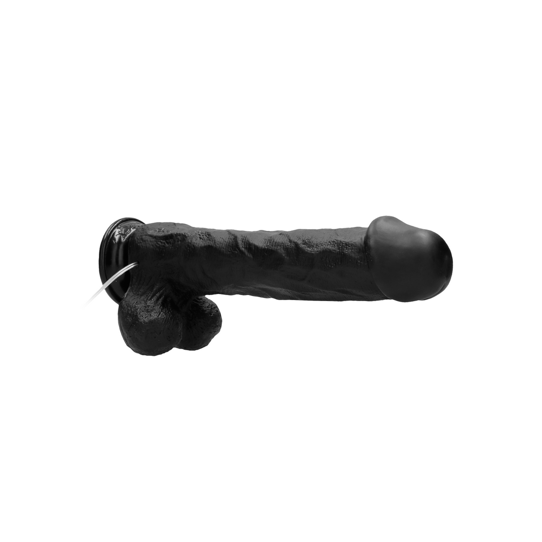 Vibrating Realistic Cock - 11" - With Scrotum - Black