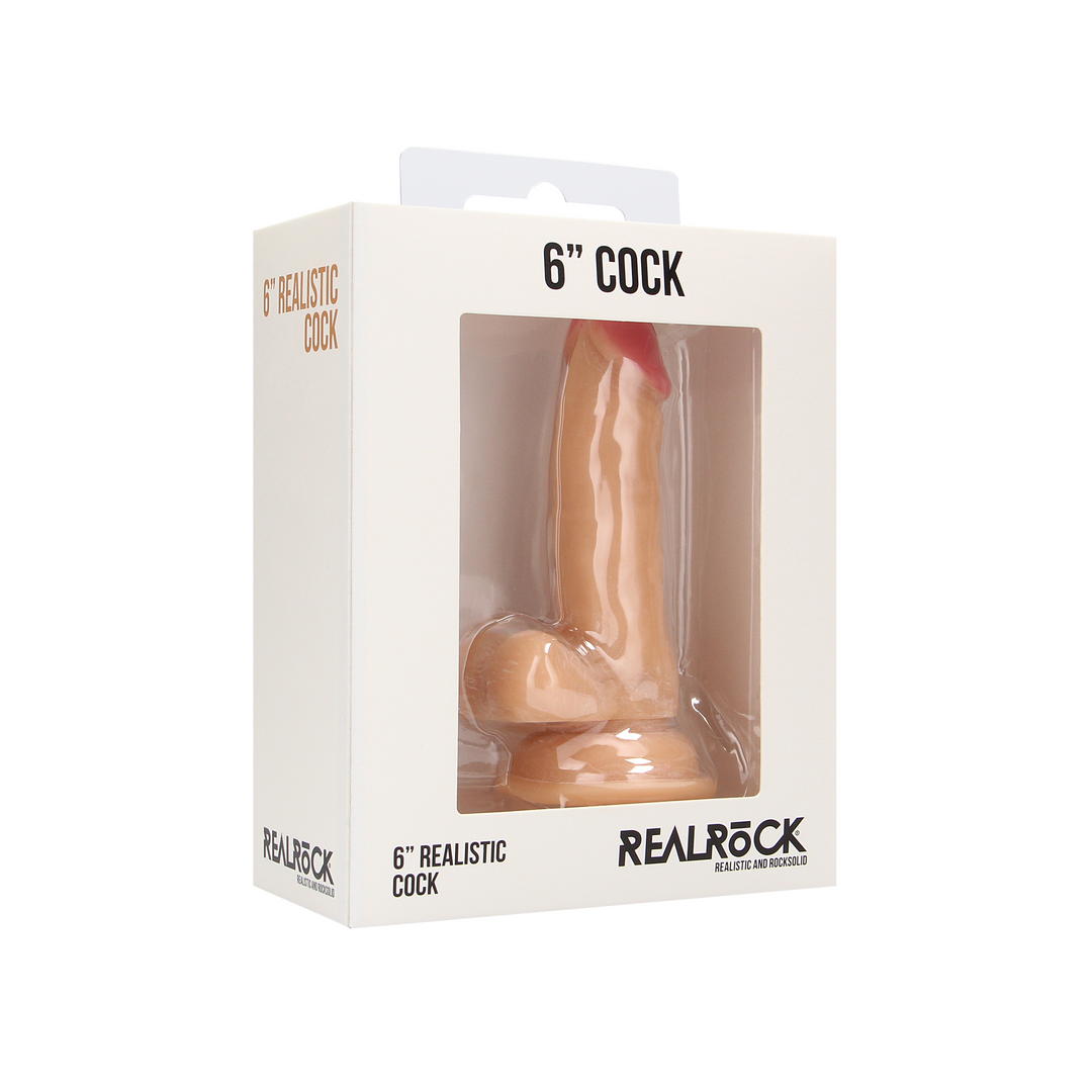 Realistic Cock - 6" - With Scrotum - Skin