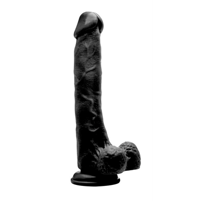 Realistic Cock - 10" - With Scrotum - Black