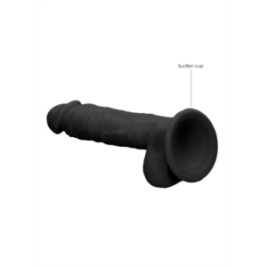 Silicone Dildo With Balls - Black - 17.8 cm