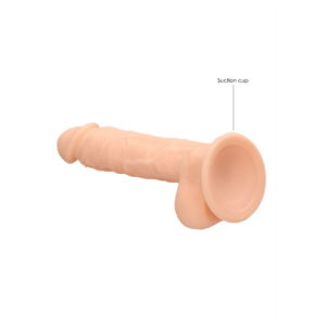 Silicone Dildo With Balls - Flesh - 17.8 cm