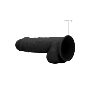 Silicone Dildo With Balls - Black - 21.6 cm