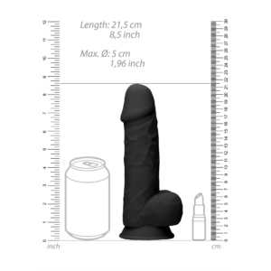 Silicone Dildo With Balls - Black - 21.6 cm