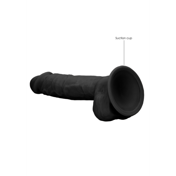 Silicone Dildo With Balls - Black - 22.8 cm