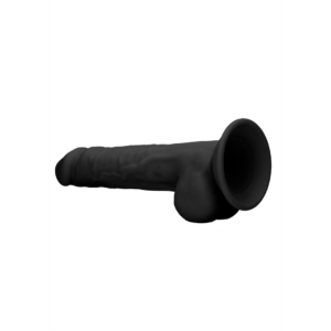 Silicone Dildo With Balls - Black - 24 cm