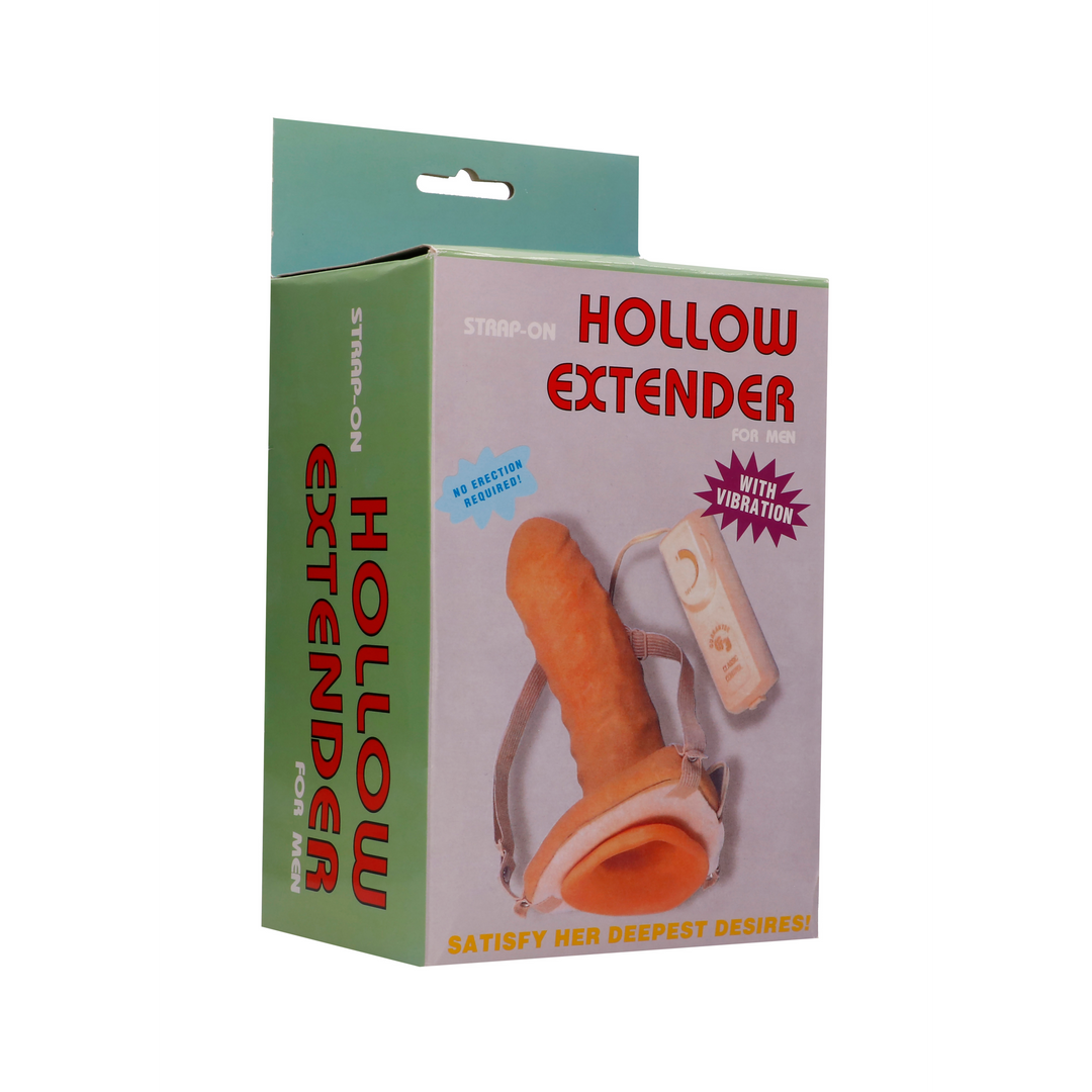 Hollow Vibrating Strap On Extender - Flesh