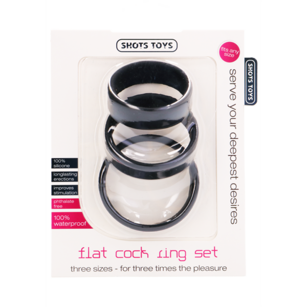 Flat Cock Ring Set  - Black