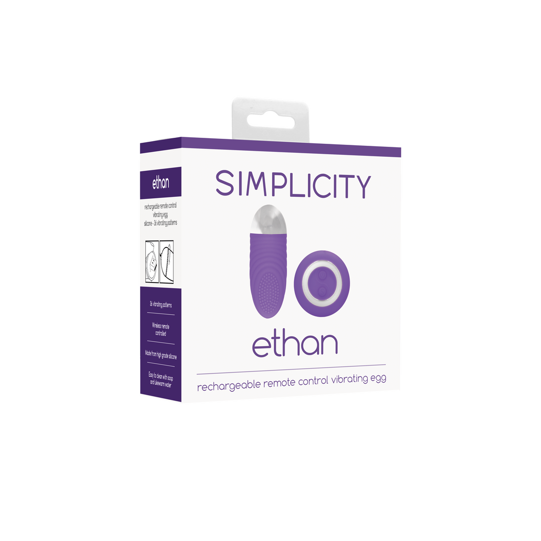 Ethan - Rechargeable Remote Control Vibrating Egg - Purple