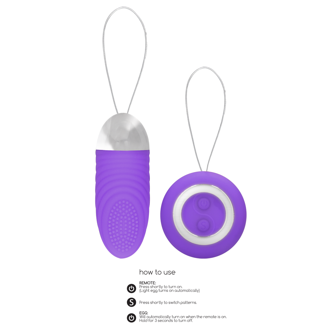 Ethan - Rechargeable Remote Control Vibrating Egg - Purple