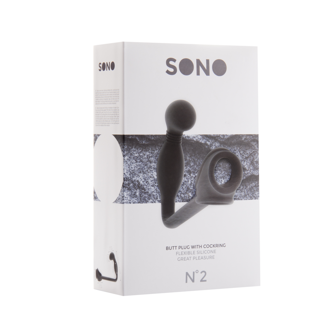 Sono - No.2 - Butt Plug with Cockring - Black