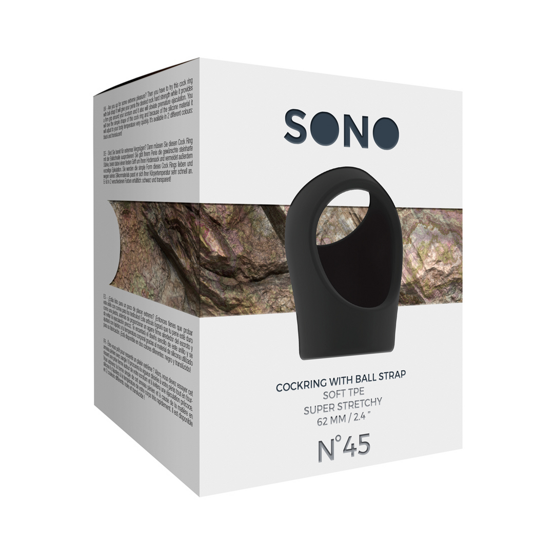 Sono - No.45 - Cock Ring with Ball Strap - Black