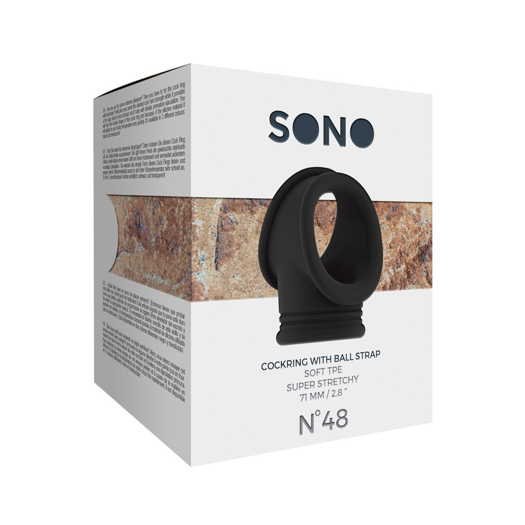 Sono - No.48 - Cock Ring with Ball Strap - Black