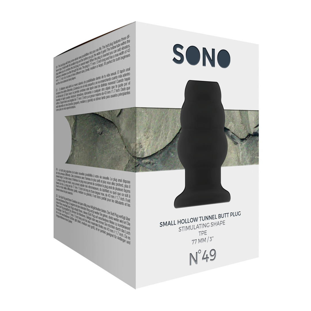 Sono - No.49 - Small Hollow Tunnel Butt Plug - 3 Inch - Blac