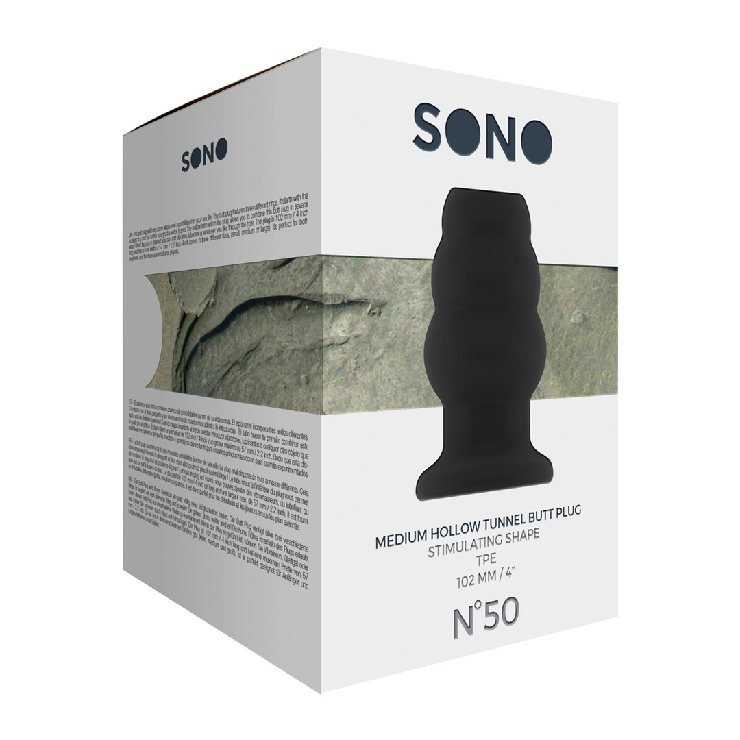 Sono - No.50 - Medium Hollow Tunnel Butt Plug - 4 Inch - Bla