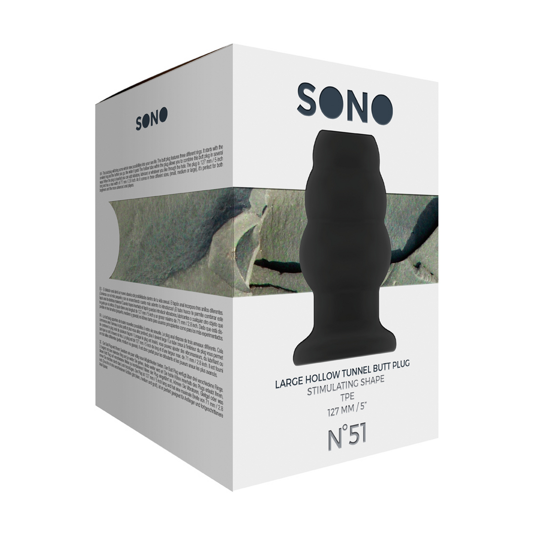 Sono - No.51 - Large Hollow Tunnel Butt Plug - 5 Inch - Blac