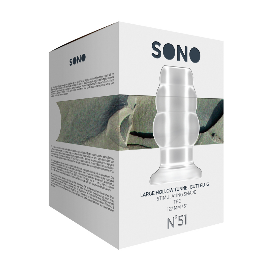 Sono - No.51 - Large Hollow Tunnel Butt Plug - 5 Inch - Tran