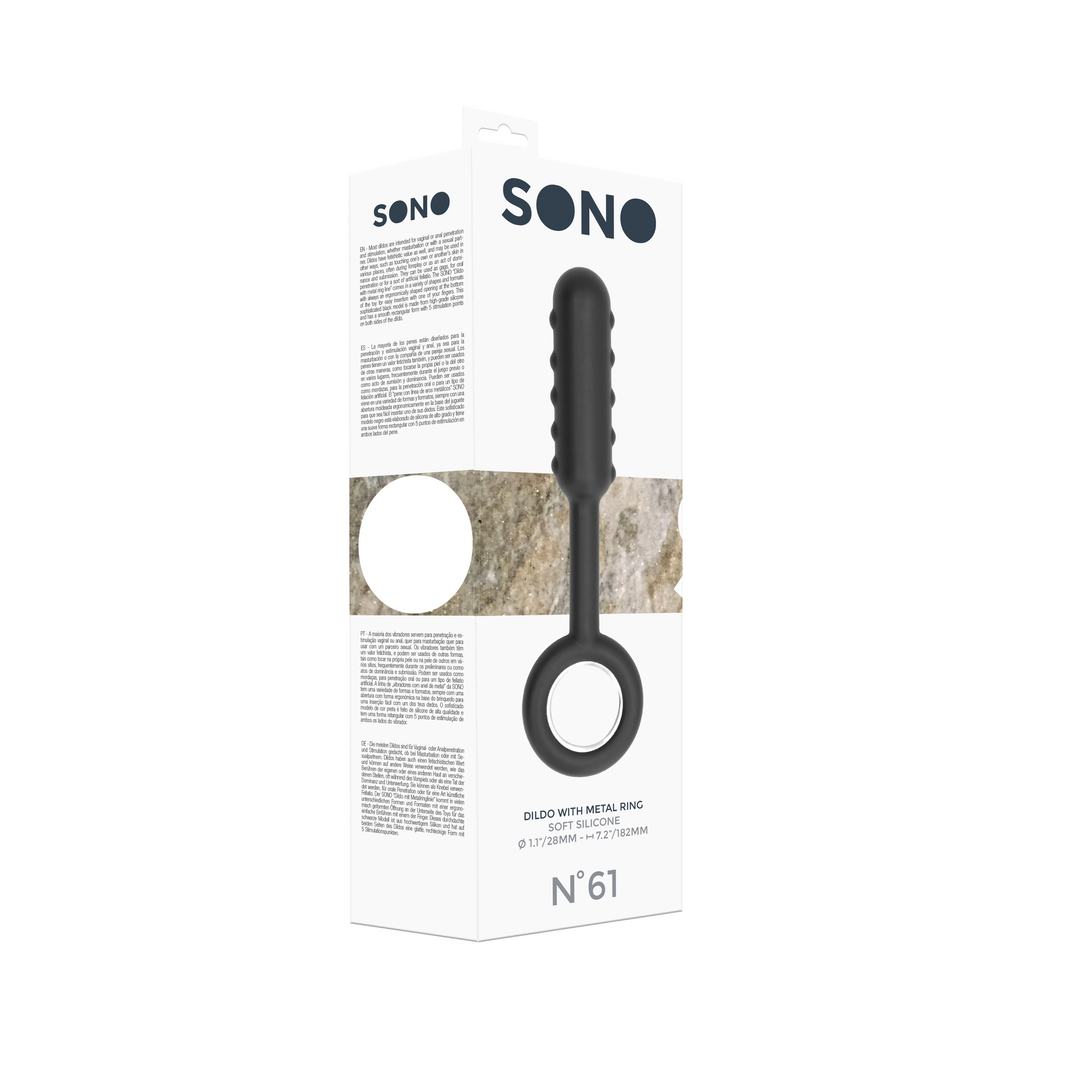 Sono - No. 61 - Dildo With Metal Ring - Black