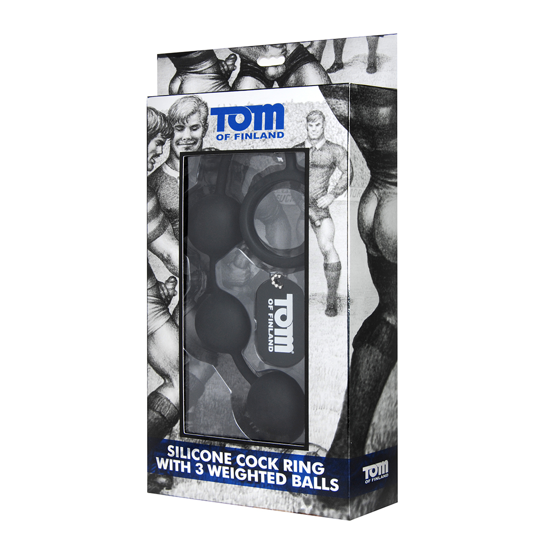 Tom Of Finland - Silicone Cock Ring with 3 Weighted Balls